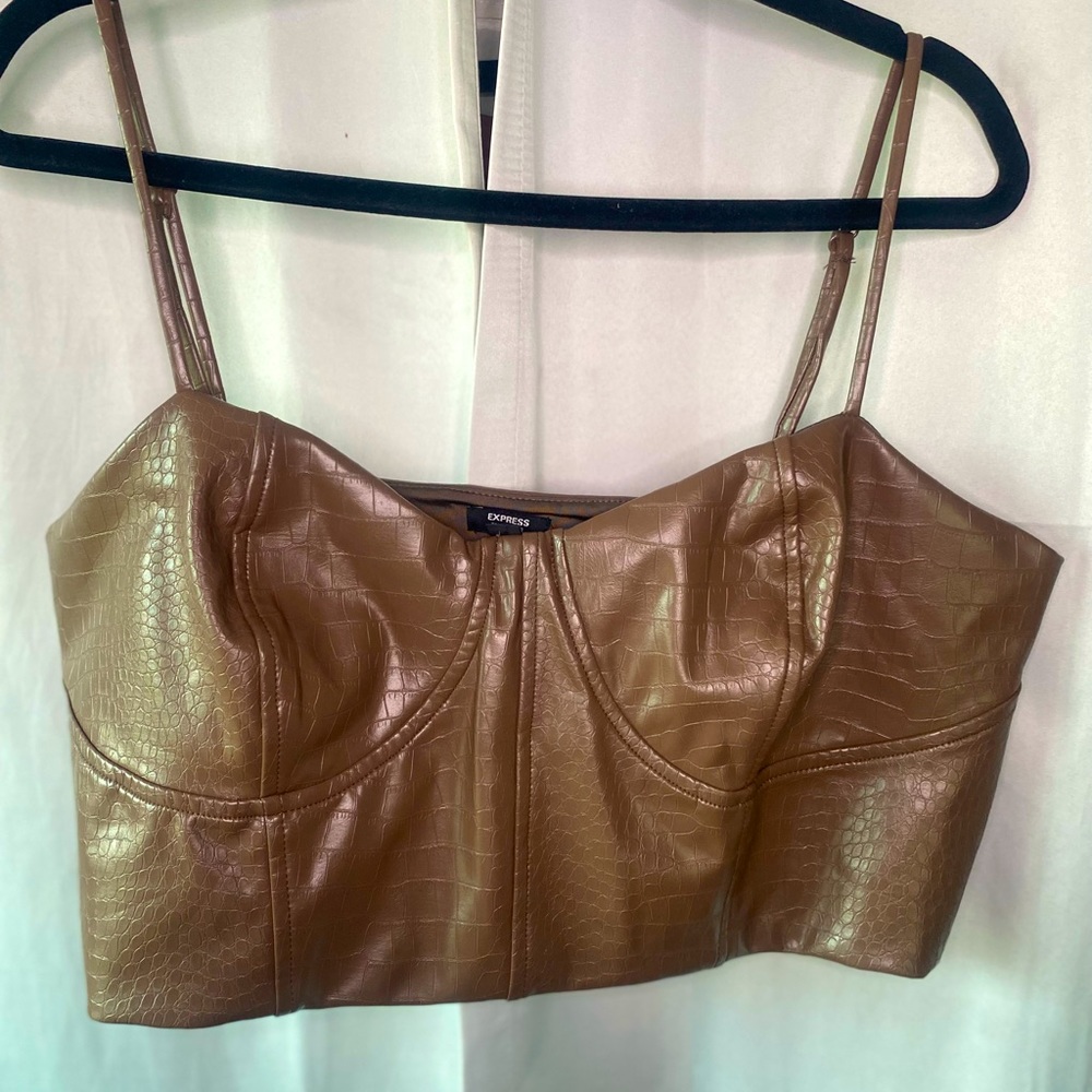 Express Faux Croc leather Crop top